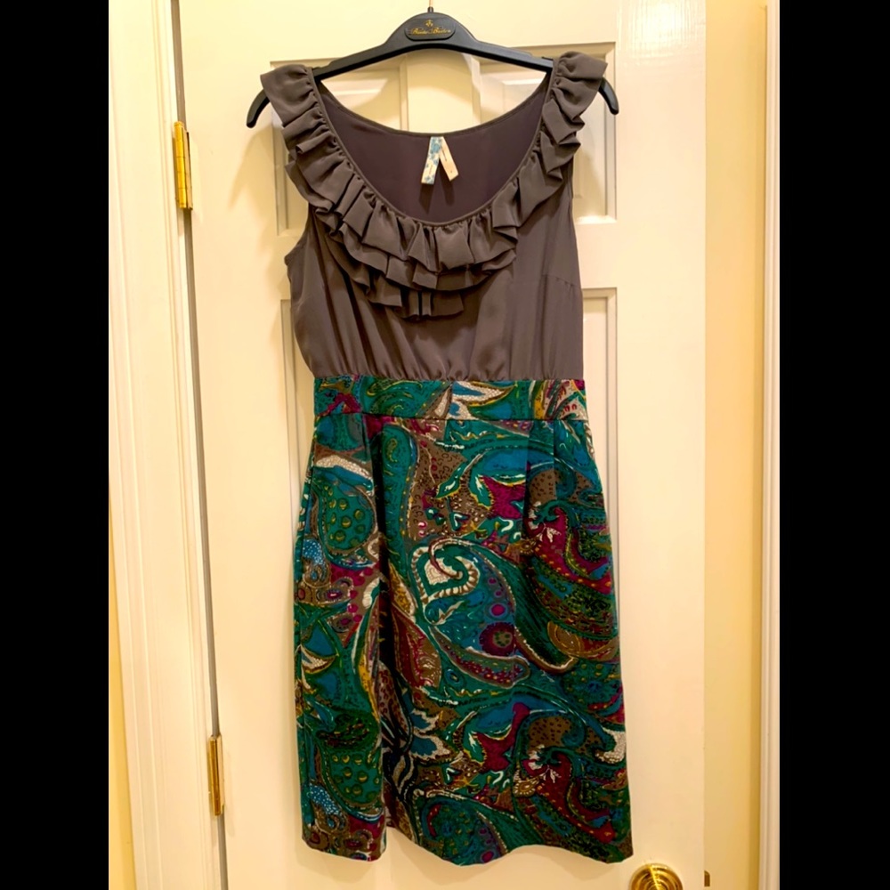 HPx2🎉 Anthropologie (Maeve) Gray & Patterned Dress